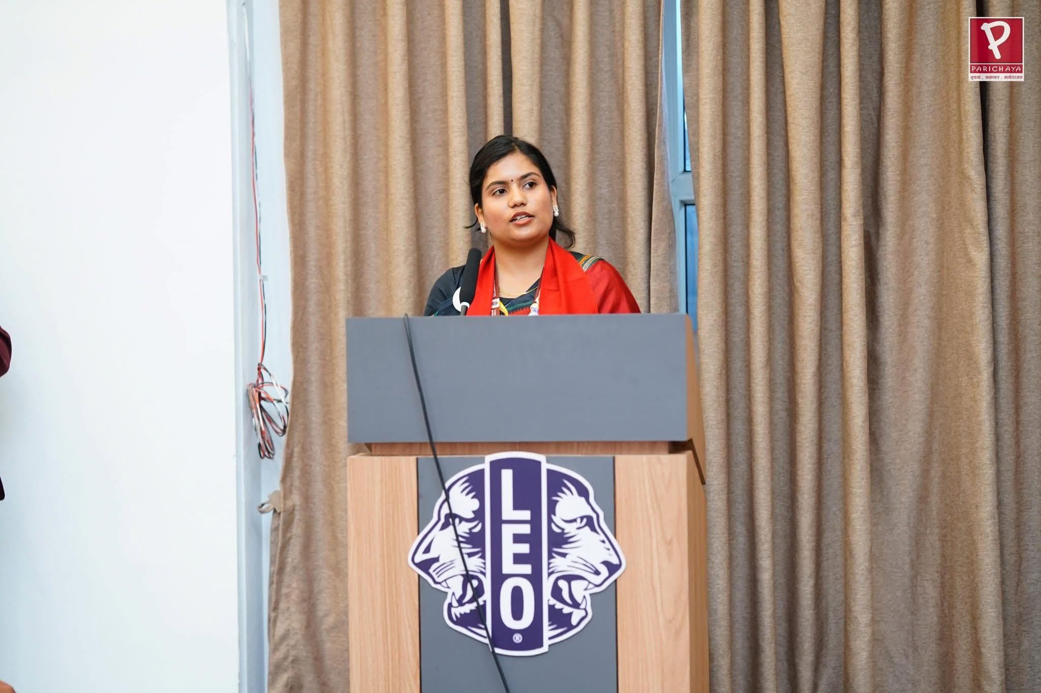 Speaking at the Leo podium
