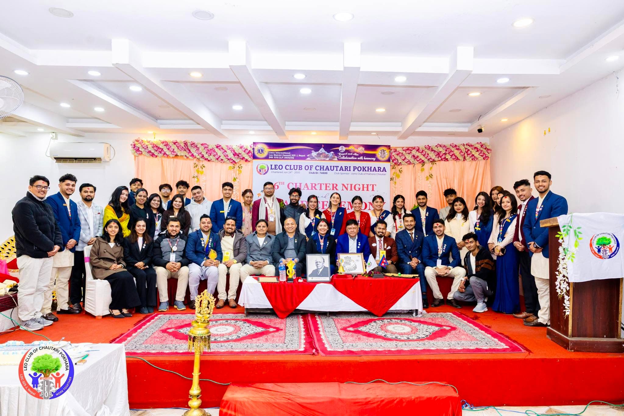 Leo Club of Chautari Pokhara members at their 6th Charter Night ceremony
